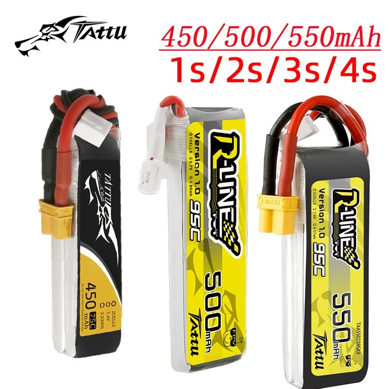 Drone Racing Battery - 3Pcs 새로운 TATTU 450/500/550mAh 75/95C 3.7/3.8/7.4/11.1/14.8V