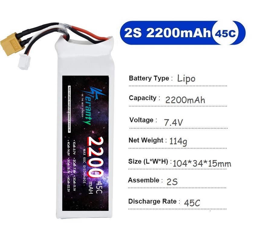 2PCS 7.4V Lipo 2S 배터리 1500mah/ - Drone Racing Battery 리뷰 및 가격